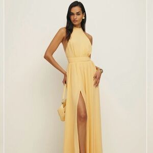 Reformation Yellow Halter Maxi Dress